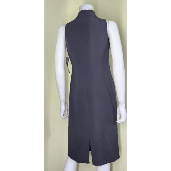 Jones New York High Neck Sheath Dress Size 4 Gray Sleeveless Pencil Office Core - Picture 3 of 8